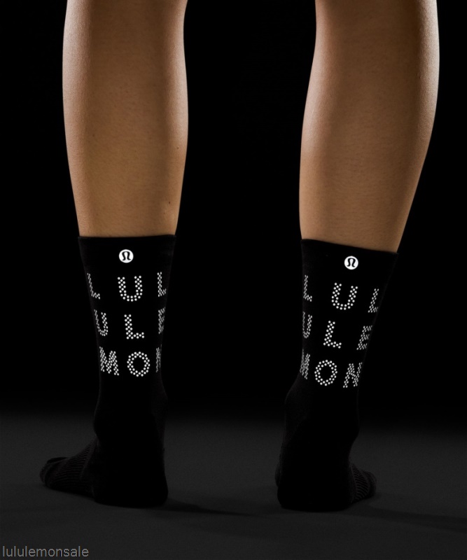 Lululemon Damen DELULU456 | Power Stride Crew Socke Reflektierend Schwarz